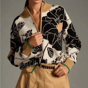 Anthropologie Maeve Montana Mock-Neck Half-Zip Sweater, size XL, great shape!